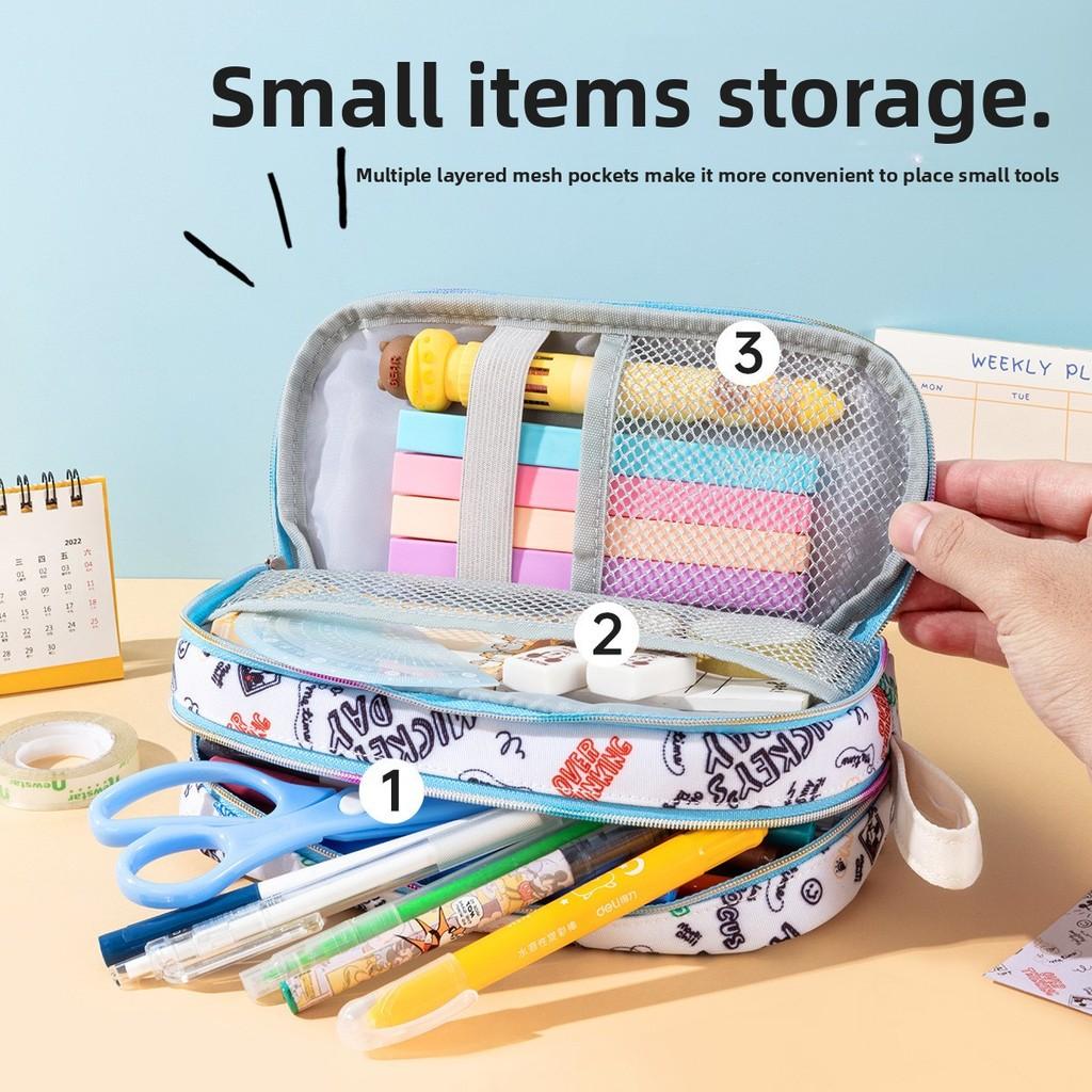 Mickey Mouse Cartoon Design Storage Bag With High Capacity And Multiple Layers For Students And Office