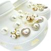 24PCS Summer Fashion Shoe Charms Set Accessories for Clogs Shoe Buckle Pearl Diamond Flower DIY Shoes Decorations