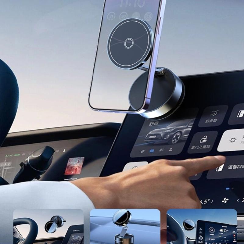 Foldable Car Phone Bracket Magnetic Stand 360 Degree Rotation Adjustable with Double Suction Technology for Easy Viewing