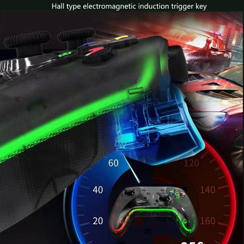 Gaming Controllers With Hall Triggers RGB LED Lights Remote Joystick Gamepad Accessories Bluetooth-compatible Controller