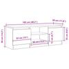 TV Cabinet Black Oak Effect 102x30x36 Cm Engineered Wood