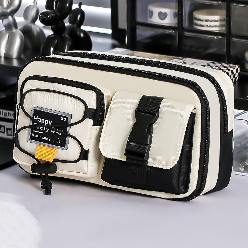 1pcs Workwear Design Student Pen Case Pen Bag Large Capacity Fabric Multi-Compartment Design Pencil Box Stationery