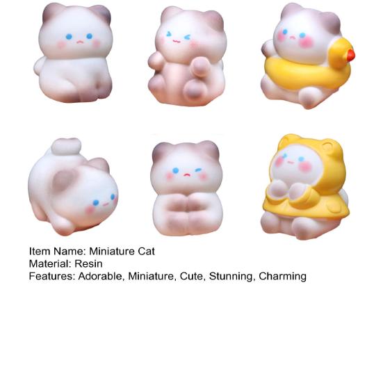 Mini Figurine de Chat en Résine Micro Statue de Chat Cartoon Animaux Minuscules Artisanat pour Paysage de Mousse DIY Maison de Poupées Décor de Jardin Gâteau d'Anniversaire