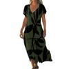 Fashion Women's Summer V-Neck Short Sleeve Floral Print Beach Dress