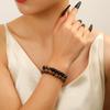 1 set of yellow tiger eye black gallstone bracelet set combination, tiger eye stone bracelet fashionable and simple couple bracelet.