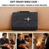 Funda de Biblia de Cuero Vegano con Temática de Cruz y Bolsillo para Teléfono Estuche para Llevar la Biblia Viaje