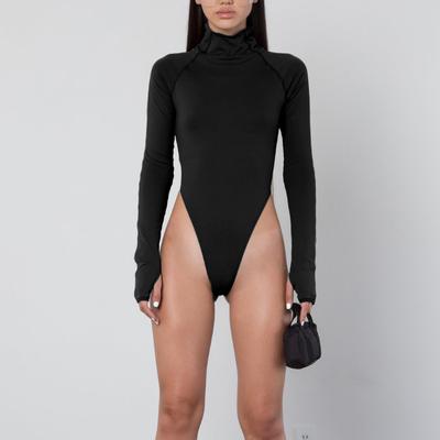 Eng anliegende Kleidung mit hohem Halsausschnitt, langen Ärmeln und hoher Taille für Frauen im Herbst und Winter, sexy und schlankmachender elastischer Overall