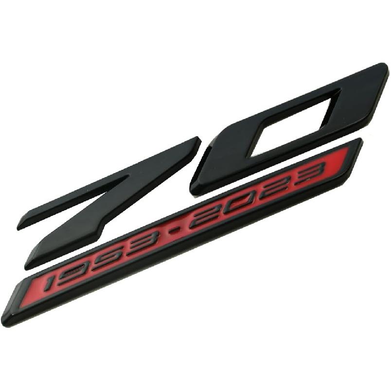 1pc 70th Anniversary Side Emblem 3D Badges Replacement for 2020-2024 C8 Corvette Genuine GM 70th (Black Red)