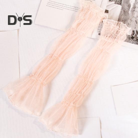 Manicotti lunghi da donna in rete ultrasottile Protezione solare UV Raffreddanti Guanti senza dita Pizzo Tulle Manicotti solari per braccia e gambe per Ciclismo Guida Escursionismo