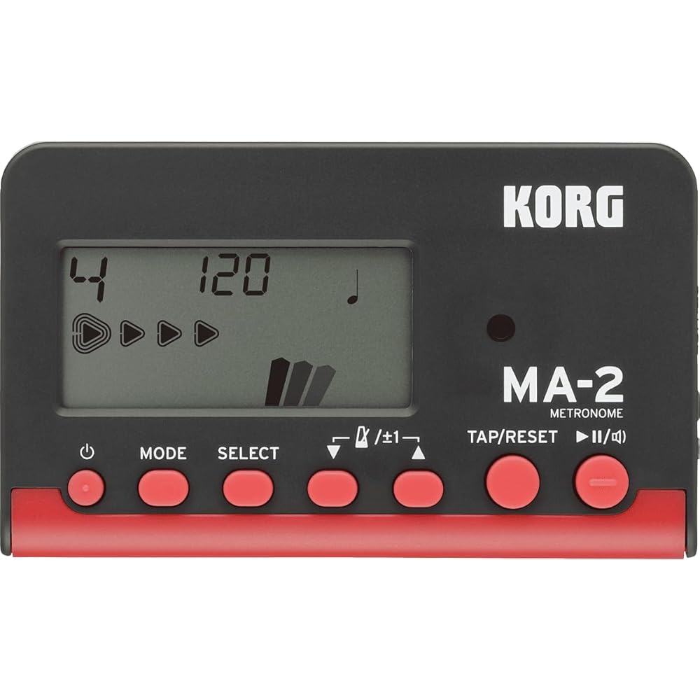 KORG MA-2 Metronom (Černá červená) - Ideální pro dechové kapely, orchestry, kytaru, zpěv, a cappella a individuální cvičení. 100 hodin nepřetržitého provozu