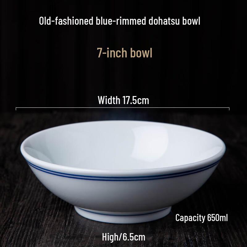 Homeglen Vintage Jingdezhen Blue Rim Ceramic Bowls