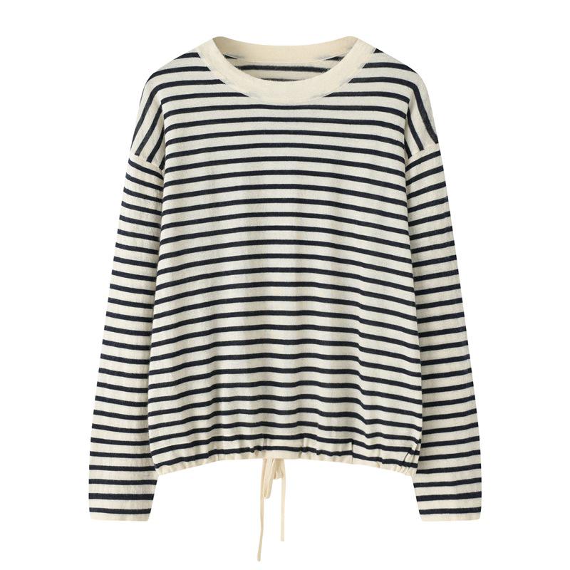 

Women s Striped 100% Cashmere Long-Sleeve Sweater S
