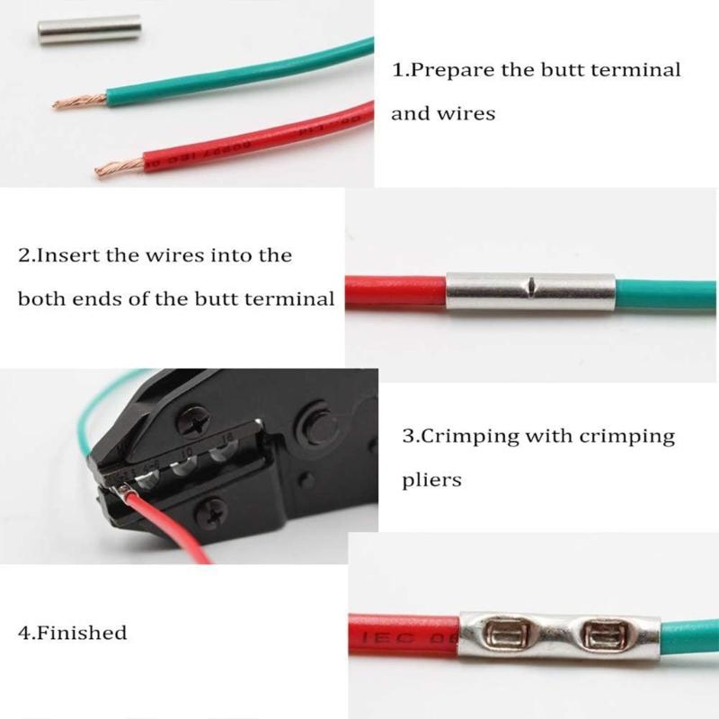 300Pcs NonInsulated Butt Connectors Butt Terminals Electrical Wire Connectors Tinned Copper Crimp Splices Cable Ferrules