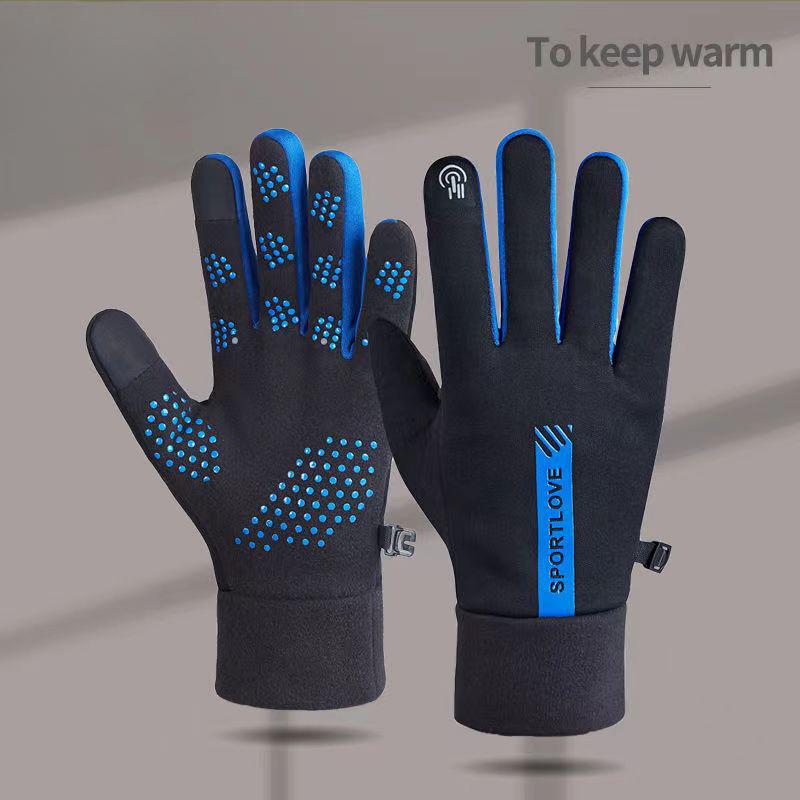 Autumn and Winter Warm Gloves for Cycling Men and Women Warm and Plush Thick Cycling and Driving Anti Slip Touch Screen Waterproof Gloves