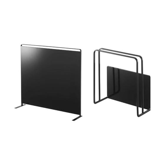 Yamazaki Kitchen Freestanding Steel Panel Vertical Black Approx. W56XD14XH51.5cm Tower Floating Storage Easy Installation 5125 + Yamazaki
