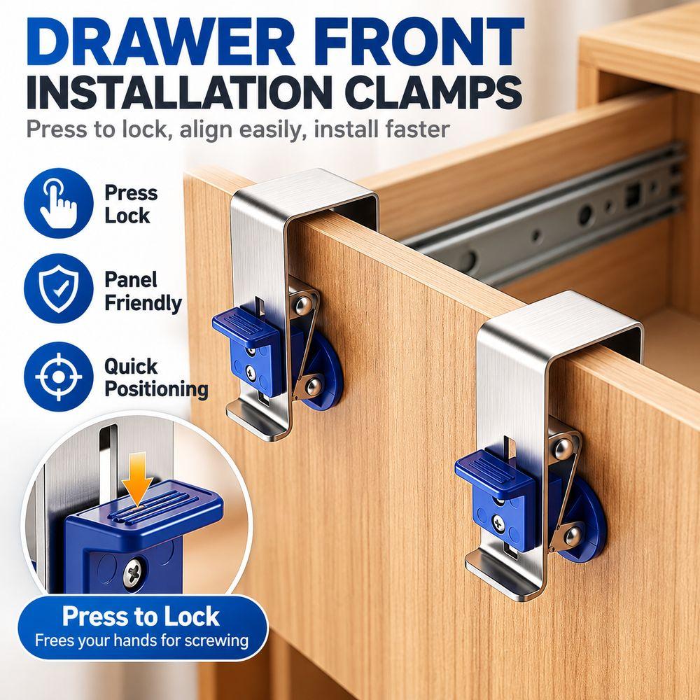 2pcs Press Lock Drawer Front Installation Clamps Drawer Panel Fixing Clamp Drawer Assembly