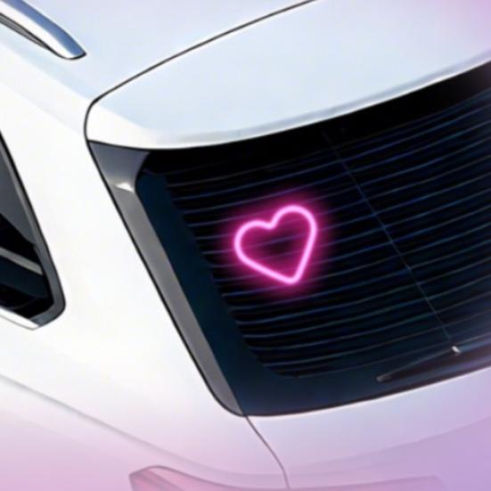 Solarbetriebenes LED Herz Neonlicht für Autoscheibe Kabellose Auto Atmosphärenlampe 5 Modi Autoinnendekoration mit Saugnäpfen