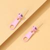 1 Pair Stud Earrings Zipper Shape Plated Jewelry Cartoon Candy Color Ear Studs for