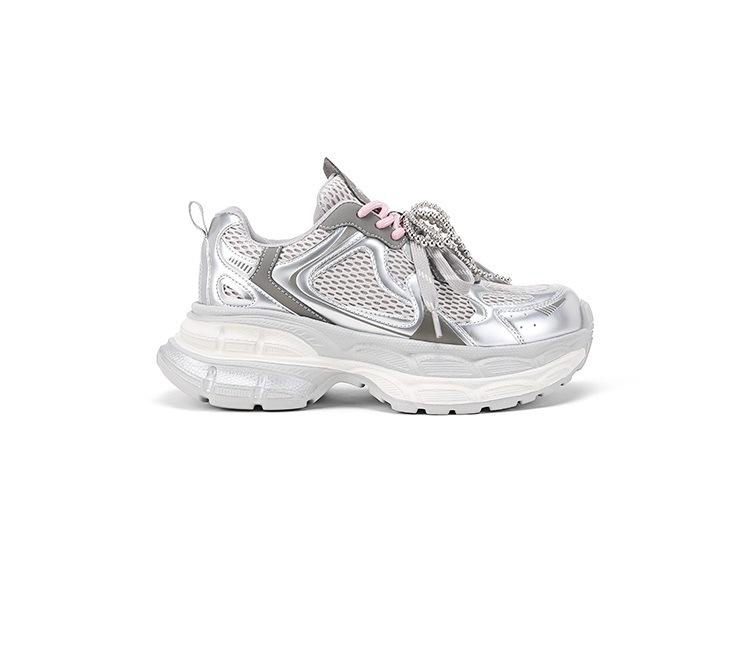 

[Su Yinyin of the same style] Length 75mm~ Double-layer thick-soled heightening Gray casual sports shoes Female dad shoes 35