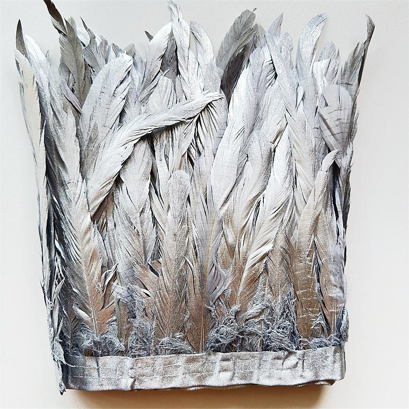10 Meter 25-30CM Golden Silver Chicken Rooster Tail Feathers Trims Strip for Wedding Party Clothing Rooster Feather Trim