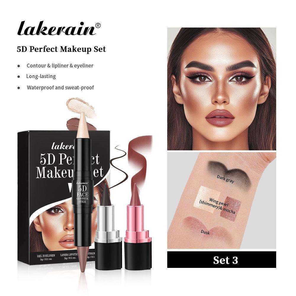 

Lakerain 3 шт. 5D Face Matte Velvet Makeup Set Стойкий цветной водостойкий потостойкий естественный контурный карандаш