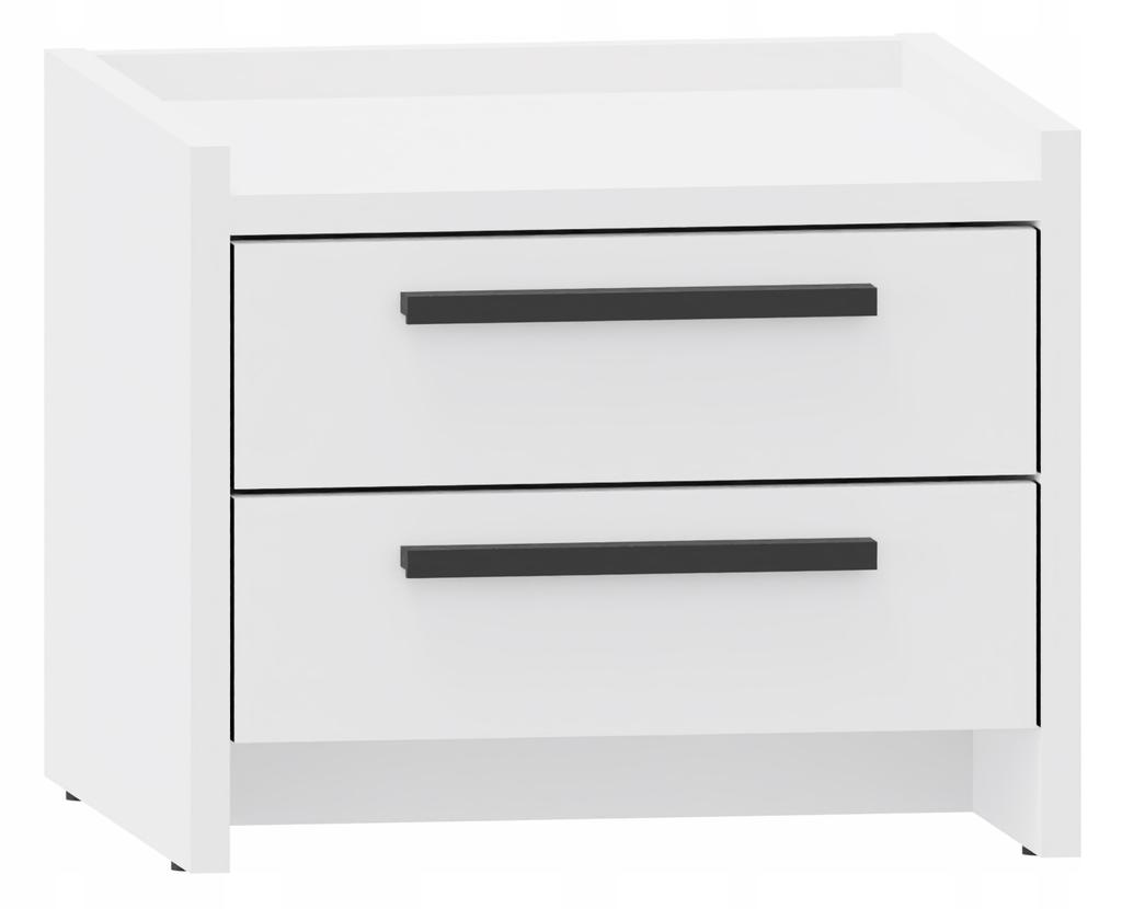 Altivo 2Sn White Bedside Table, 2 Low Drawers, Small Chest Of Drawers
