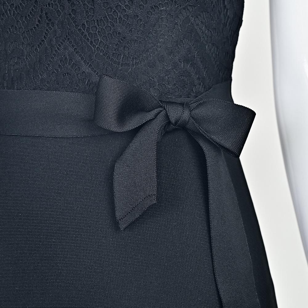 Elegante Kanten Avondjurk met Strik Tailleband - Sexy Doorzichtig, Heupomvangrijk Bandage Jurk