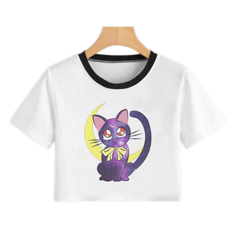 Sailor Moon Sailor Moon Cold Moon T-Shirt New Short T-Shirt Women'S Sexy Navel Shirt