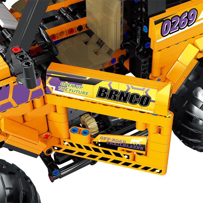 MOC Set Gifts Kids Toys Yellow Wild Horse Trail Blazers Off Road SUV Car Vehicle Model Building Blocks Technical Bricks