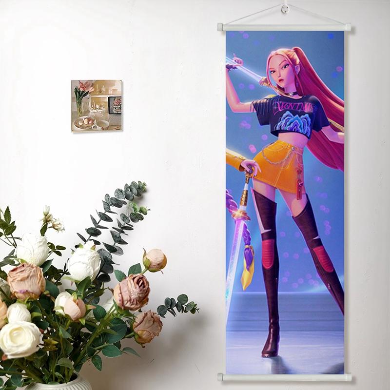 75x25cm Kpop Lovci na démonov Závesná látka Potlačený plagát Rumi Mira Zoey Zvitok Maľba Obrázok Domáca dekorácia