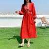 Ethnic Wind Long Dress Embroidered Cotton and Linen White Long Dress Beach Vacation Dresses for Women