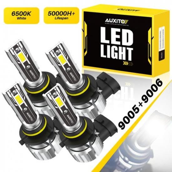 AUXITO Combo 4 9005 + 9006 LED Headlight Kit Bulbs High Low Beam White 72000LM
