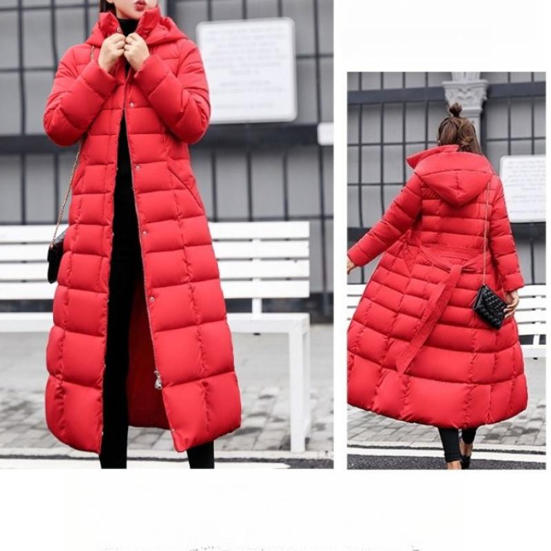 BITCED Winter Women's Cotton Coat - Extended Length, Thickened Long-Line Down-Filled Cotton Jacket