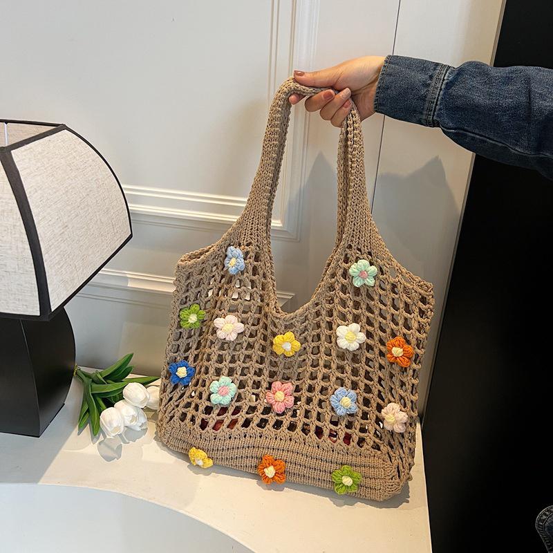 Hollow Solid Flowers Shoulder Bag Fabric Lace Women's Bags High Quality Versatile High Quality New Soft Women's Handbags AVE