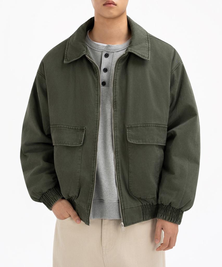 Underoff Washed Out-Pocket Blouson Jacket Khaki