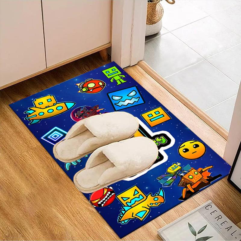 Colorful Geometry Dash Characters Rug Office Floor Mat - Machine Washable for Bedroom, bedroom, livingroom, Room Decor Fan Gifts Christmas