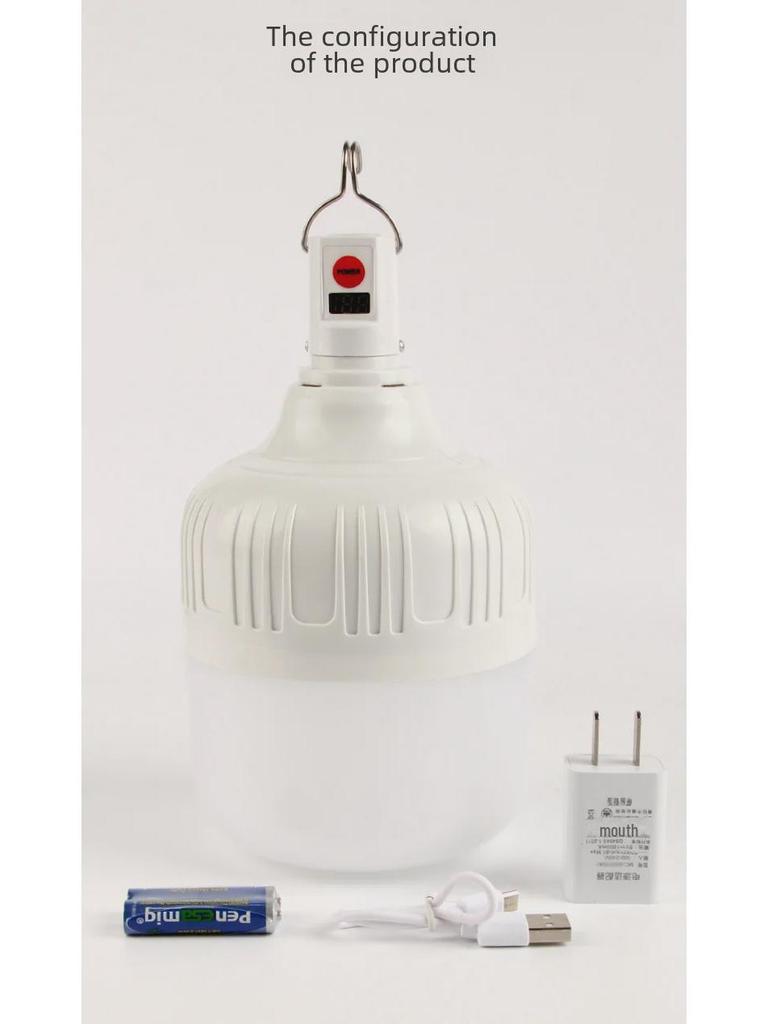 Rechargeable LED Emergency Light with Digital Display for Outdoor Night Stalls