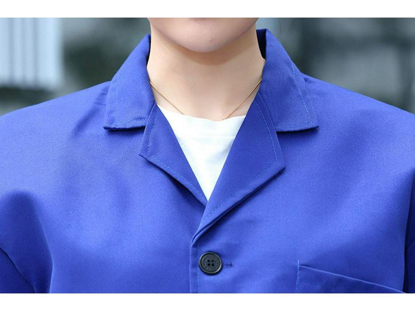 Unisex Dustproof Blue Workwear Robe with Printing & Embroidery
