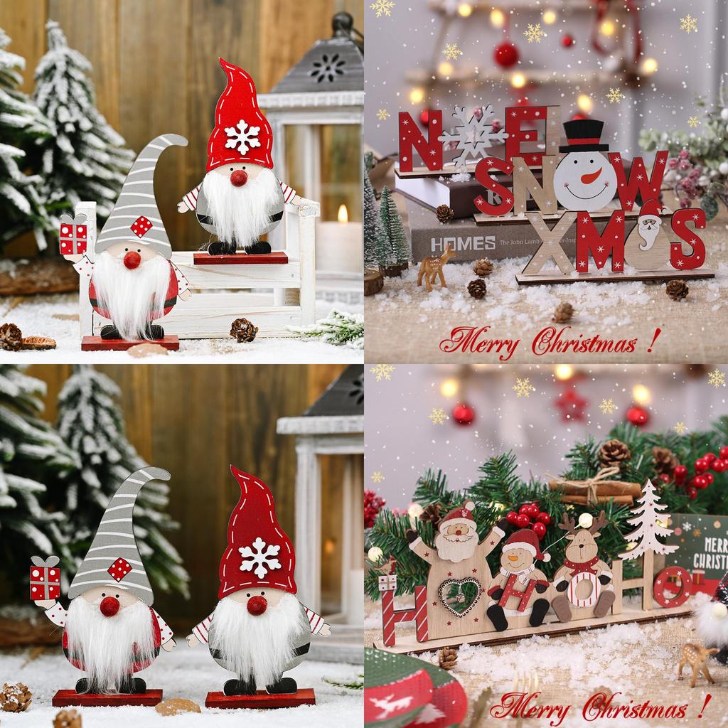 Whimsical Holiday Tabletop Decorations Featuring Cartoon Style Christmas Accents