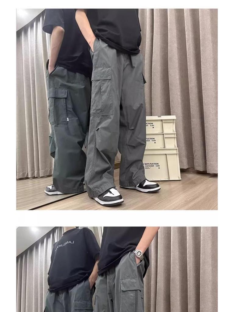 Unisex Retro Paratrooper Work Pants – Trendy Multi-Pocket Wide-Leg Streetwear