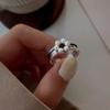 S925 Silver-Plated Imitation Pearl Flower Ring – Elegant Retro Palace Style
