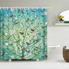 Flowers Birds Bath Curtain Waterproof Fabric Shower Curtains Floral Leaves Printing Bathroom Screen Landscape Home Decorations