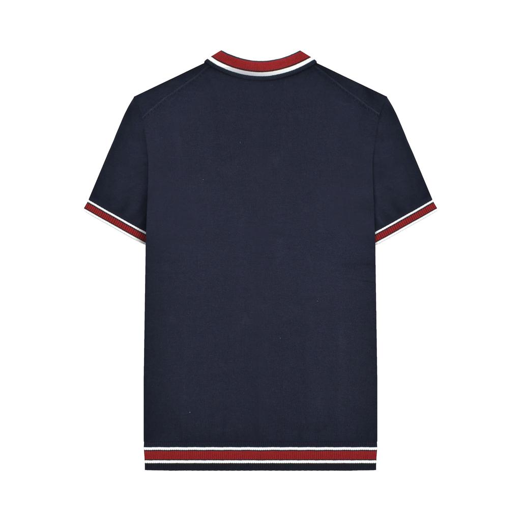 Lambretta Mens Valero Knitted Tipped Short-Sleeved Polo Shirt