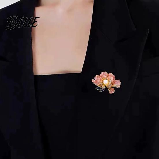 Long-lasting Brooch Women Sparkling Rhinestones Imitation Pearl Flower Shape Lapel