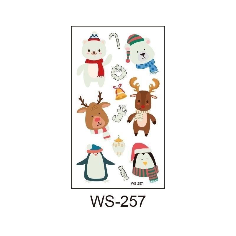 10pcs/set New Christmas Luminous Tattoo Stickers Children Luminous Toy Snowman Penguin Face Simulation Cartoon Stickers