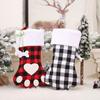 Christmas Stockings Black and White Plaid Dog Paw Stocking Hanging Christmas Tree Gift Bag Candy Bag Christmas Tree Decoration Accessories