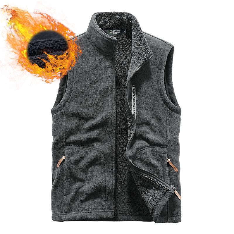 2025 Windproof Fleece Vest - Velvet-Lined, Thick, Warm, Stand-Up Collar, Sleeveless for Autumn & Winter