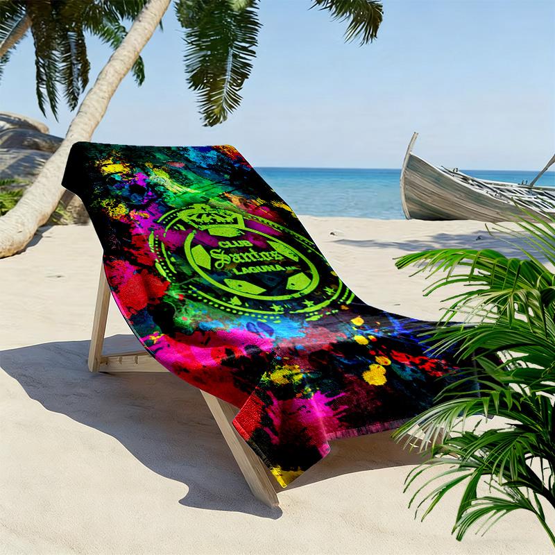 Santos Laguna Print Beach Towel, Large Soft Quick Dry Towel for Beach Camping Swimming