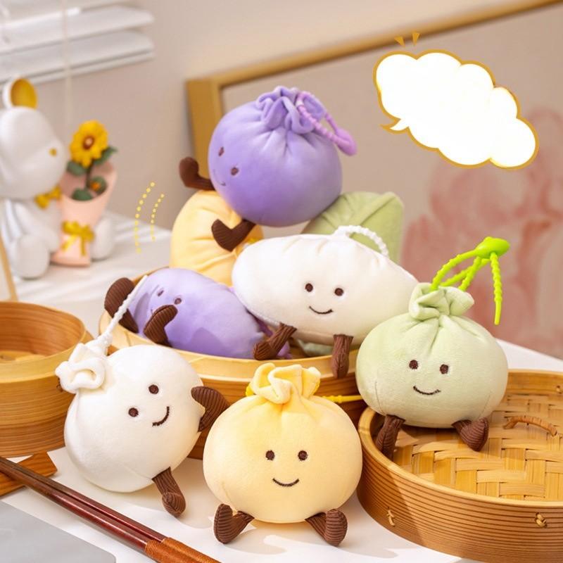 Steamed Plush Dumpling Buns Keychain Backpack Pp Cotton Stuffed Animal Gift Toy