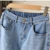 Women's High-Waist Stretch Jeans, 2024: Loose Fit, Straight Slim, Large-Size, Elastic Waist, Nine-Point Length, Harem Style.